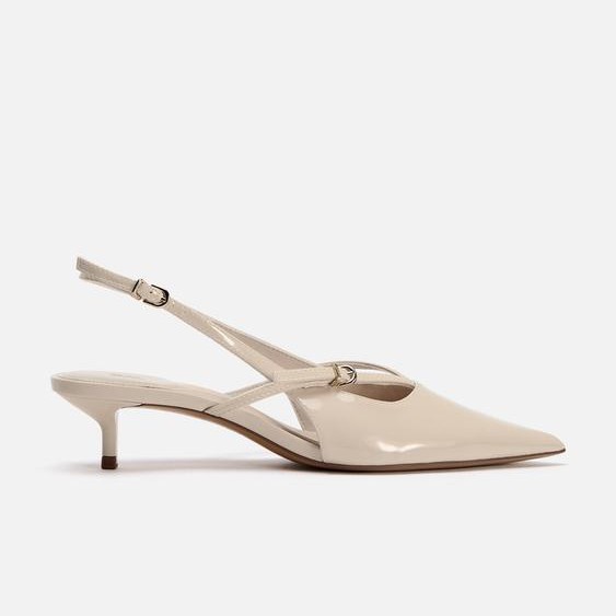 Slingback Faux Patent Kitten Heels