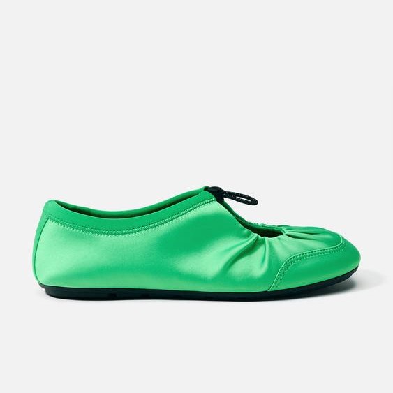 Satin Effect Ruched Ballet Flats