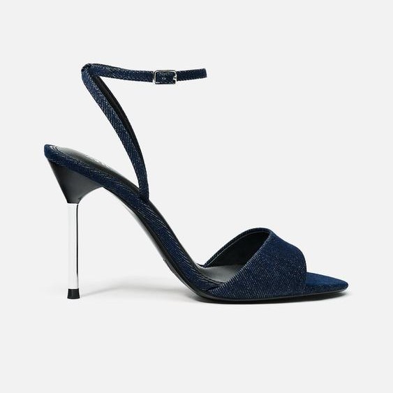 High-Heeled Denim Sandals